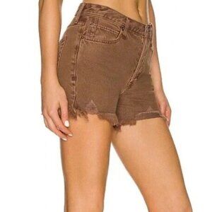 Free People Makai High Rise Cutoff Distressed Shorts In Color Brown Size 25
